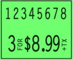 Monarch 1136 2 line Pricing Gun label FL GREEN