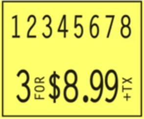 Monarch 1136 2 line Pricing Gun label YELLOW