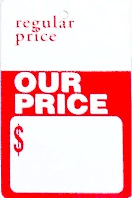 T340 REG PRICE/SALE PRICE TAG. 1 1/4 x 1 7/8. 1000 TAGS/BOX. 12 BOXES/CASE. 12000 TAGS/CASE. From $13.16/Box. Min order of 3 pkgs.