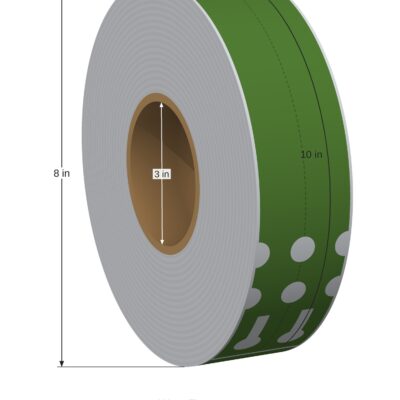 Wrap Tag. 1in x 10in. 2in Across. 3in x 8in Core Config. Green. 1005823