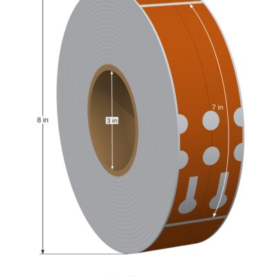 Wrap Tag. 1in x 7in. 2in Across. 3in x 8in Core Config. Orange. 1006442