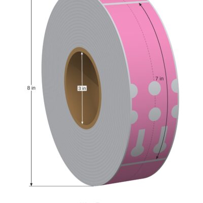 Wrap Tag. 1in x 7in. 2in Across. 3in x 8in Core Config. Pink. 1006443