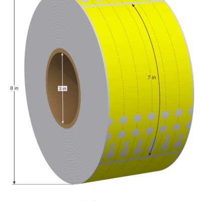 Wrap Tag. 0.625in x 7in. 6in Across. 3in x 8in Core Config. Yellow. 1011844