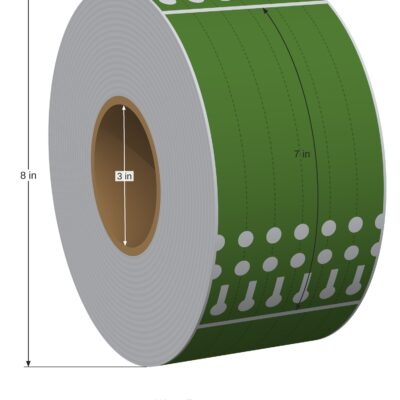 Wrap Tag. 0.625in x 7in. 6in Across. 3in x 8in Core Config. Green. 1011846